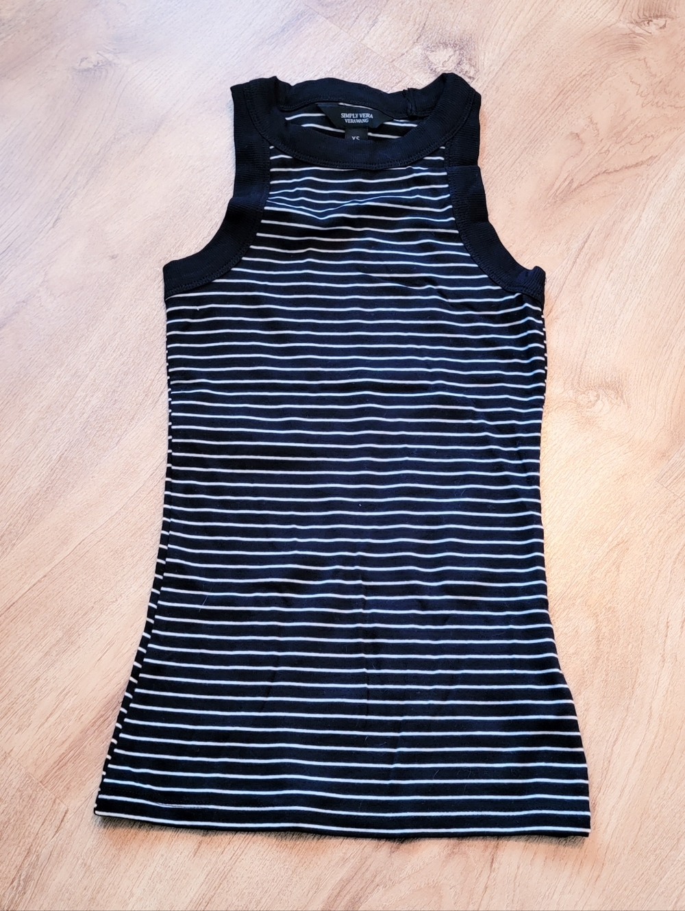 Simply Vera Vera Wang Black and White Striped Tank Top Size XS